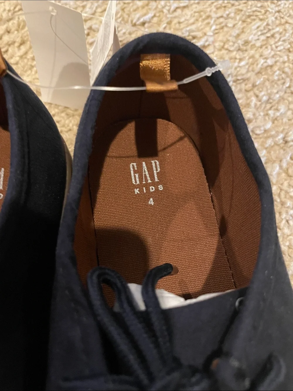 Boys Gap navy tie shoes - size 4